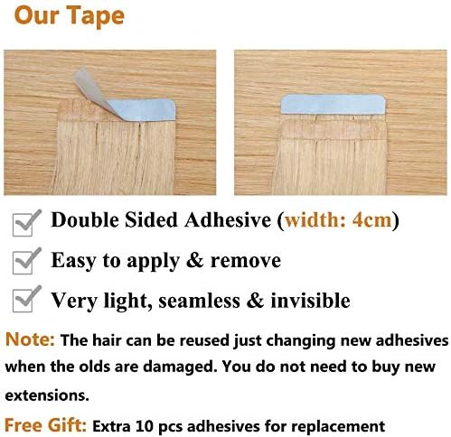 Elailite 20 Pcs Tape in Extensions Human Hair Thin Type 1.5g/pcs - Image 5