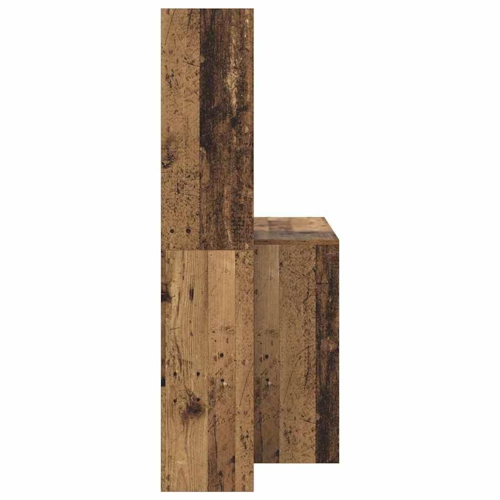 Schreibtisch aus Altholz Design Holzwerkstoff 138,5 x 55 x 143 cm mit 4 Regalen, für PC Laptop Büro Homeoffice Ordnung, Schreibfläche und Stauraum