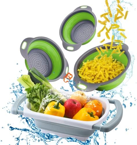 Collapsible Colander, Set of 4 Colanders & Food Strainers for Kitchen Over the Sink- Expandable Collander/Strainer Silicone Collender Set, New Kitchen Essentials