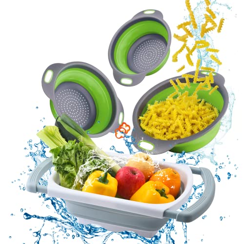 Collapsible Colander, Set Of 4 Colanders & Food Strainers For Kitchen Over The Sink- Expandable Collander/Strainer Silicone Collender Set, New Kitchen Essentials #TOP1