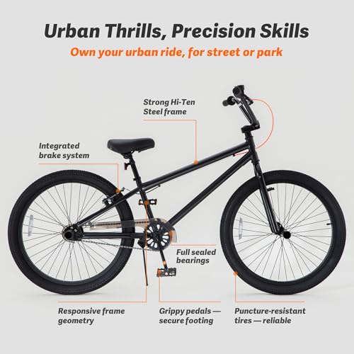 Image of RoyalBaby Kids BMX Bike 20 24 Inch, Professional Aluminum (Silver) or Sturdy Steel (Red /Black), Freestyle Street Bicycle for Beginners & Advanced Riders, Easy Assembly