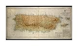 1899 Map Puerto Rico of the island of Puerto Rico Political map. Relief shown by shading. Shows road|Historic Antique Vintage Reprint|Ready to Frame