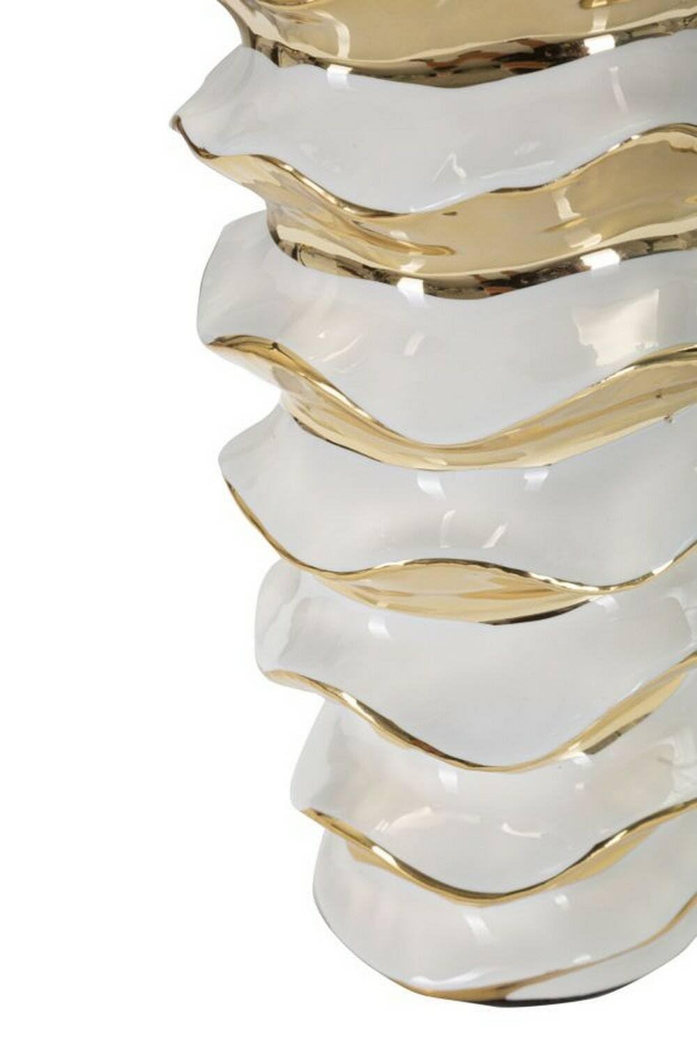 Dmora - Lampada da tavolo Baressa, Luce da scrivania, Luminaria da ufficio, Lampada da lavoro, 33 x 33 h53 cm, Bianco e Oro