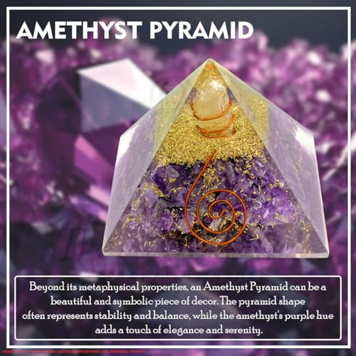 Image of Amethyst Crystal Pyramid | 2 Inch | Feng Shui & Vastu Correction | Crystal Pyramid for Positive Energy, Meditation, Health | Home & Office Decor | Gift | Study Table