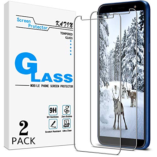 KATIN Galaxy J6 2018 Screen Protector - [2-Pack] Tempered Glass for Samsung Galaxy J6 (2018) Screen Protector Bubble Free, Easy to Install with Lifetime Replacement Warranty