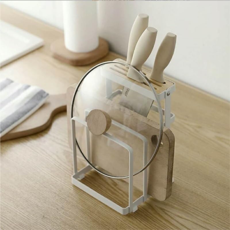Japanese Board Rack Knives Chopping Pot Cover Holder Tools Storage Multi Functional Kitchen