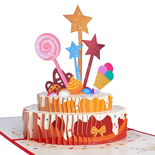 OFFCUP Tarjetas de Felicitación Cumpleaños, Tarjetas Desplegables 3D, Postal cumpleaños con Happy Birthday Caja para Hombres y Mujeres, Familias, Amantes, Amigos y Niños (Estrella)