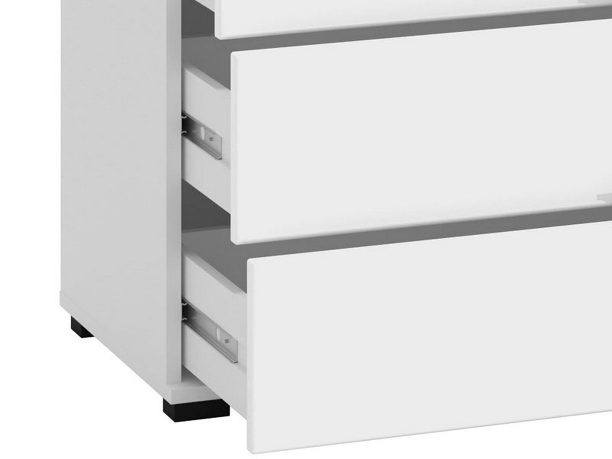 Dmora Cassettiera Chikeha 90x40x95h cm Bianco 5 Cassetti Apertura Scorrevole, Chiusura Scorrevole