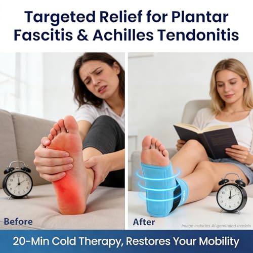 Image of REVIX Ankle Ice Pack Wrap for Plantar Fasciitis & Foot Pain Relief, Reusable Gel Cold Compress Wrap for Feet Swelling, Achilles Tendonitis, and Sprained Ankles Recovery