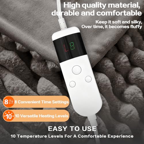 Heated Blanket Electric Thick Striped Flannel Heating Blanket Throw Blanket 50