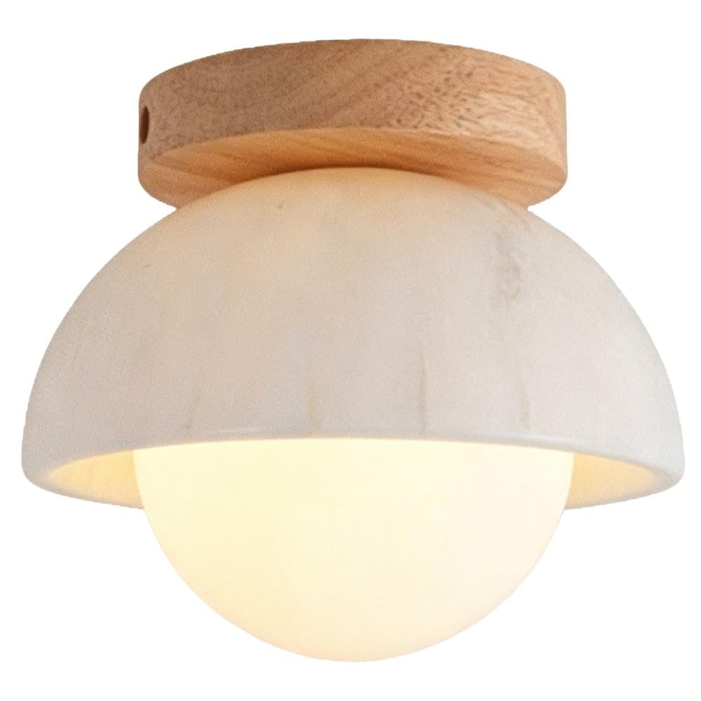LUOYAOB Modern Alabaster Flush Mount Ceiling Light White Milk Glass Ceiling Fixture Mid Century Marble Ceiling Lamp Nordic Hallway Lighting for Bedroom Kitchen Bathroom Entryway(Dome)