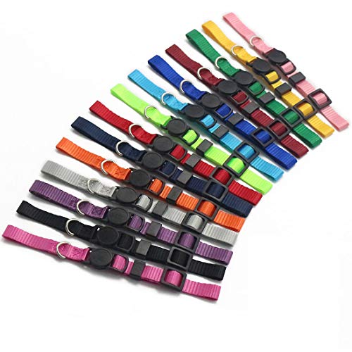 MULHUE Hundehalsbänder für Welpen, Nylon, weich, farbig, verstellbar, mit Aufzeichnungskarte (M) Cover
