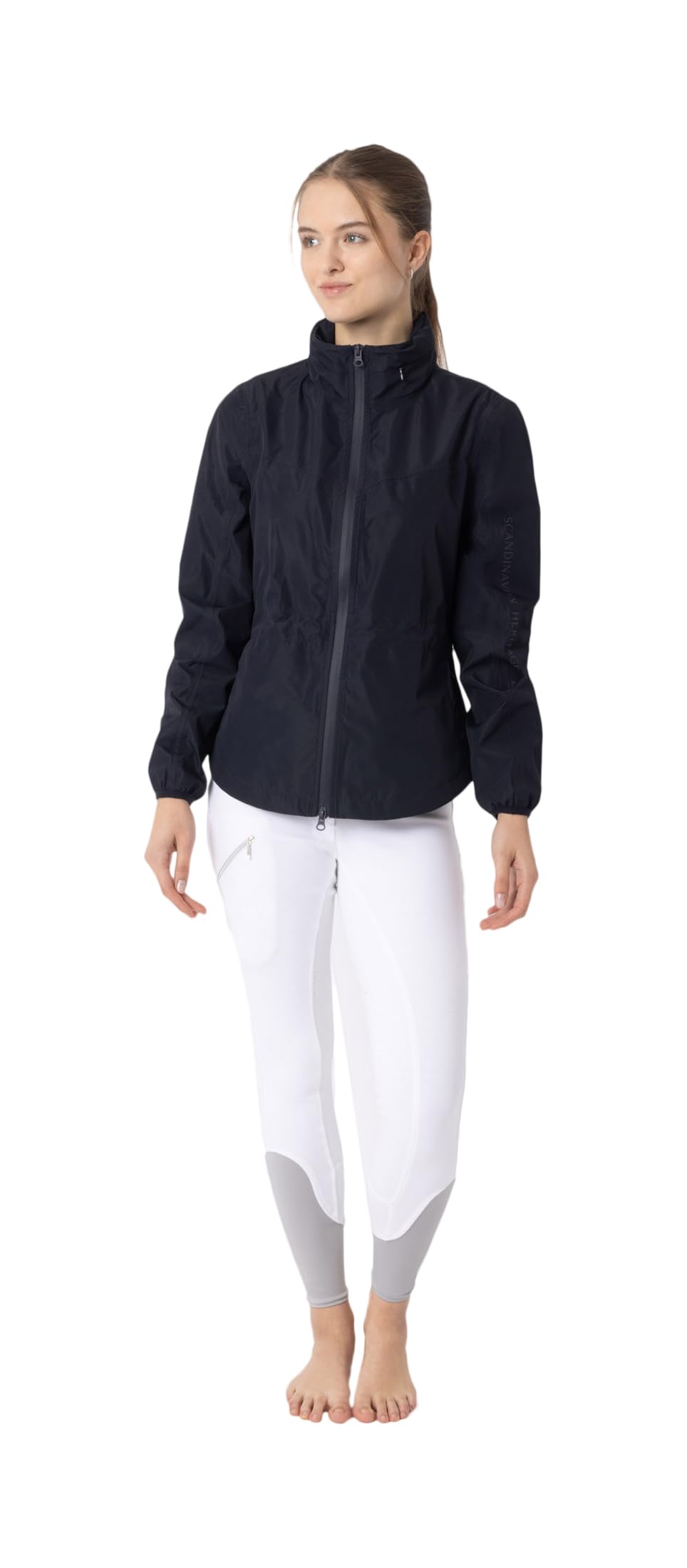 HORZE Flora Chaqueta de equitación impermeable ligera para mujer, azul marino, 44