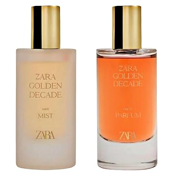 Zara Golden Decade + Hair Mist Limited Edition Perfume Set for Women Orange Blossom Jasmine and Vanilla Warm Amber Floral Scent Eau de Parfum 2x50ml (1.7 fl. oz.)