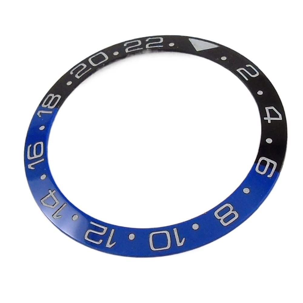 Uhr ​Lünette 38 mm schwarz blau grün Lünette Einsatz passend for 40 mm Uhr Armbanduhr Lünette (Color : Blue Black Bezel-2)