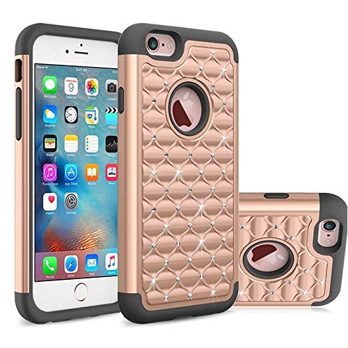 Coolzu(TM iPhone 6 6S Case Heavy Duty Shock Absorbing Hybrid Stud Rhinestone Bling Dual Layer Protection Cover for Apple iPhone6 iphon6s Cases 4.7 Inch (Rose Gold) Coolzu(TM iPhone 6 6S Case Heavy Duty Shock Absorbing Hybrid Stud Rhinestone Bling Dual Layer Protection Cover for Apple iPhone6 iphon6s Cases 4.7 Inch (Rose Gold)