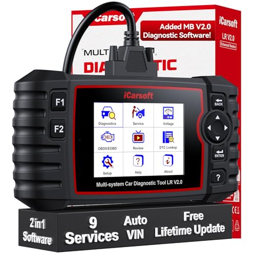 iCarsoft LR V2.0 Enhanced Ver Car Scan Tool for Land Rover/Jaguar and for Benz/Sprinter/Smart, All Systems in-Depth Diagnostic OBD2 Scanner Max 9 Service Battery Test 118 Live Data Fault Code Reader