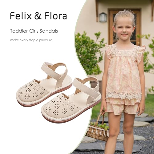 Image of Felix & Flora Toddler Girls Sandals Soft Rubber Princess Flat Shoes Flower Girl Shoes