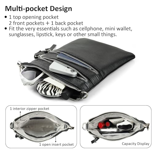 befen Small Genuine Leather Crossbody Purses for Women Trendy Travel Shoulder Handbags with Multiple Zipper Pockets3