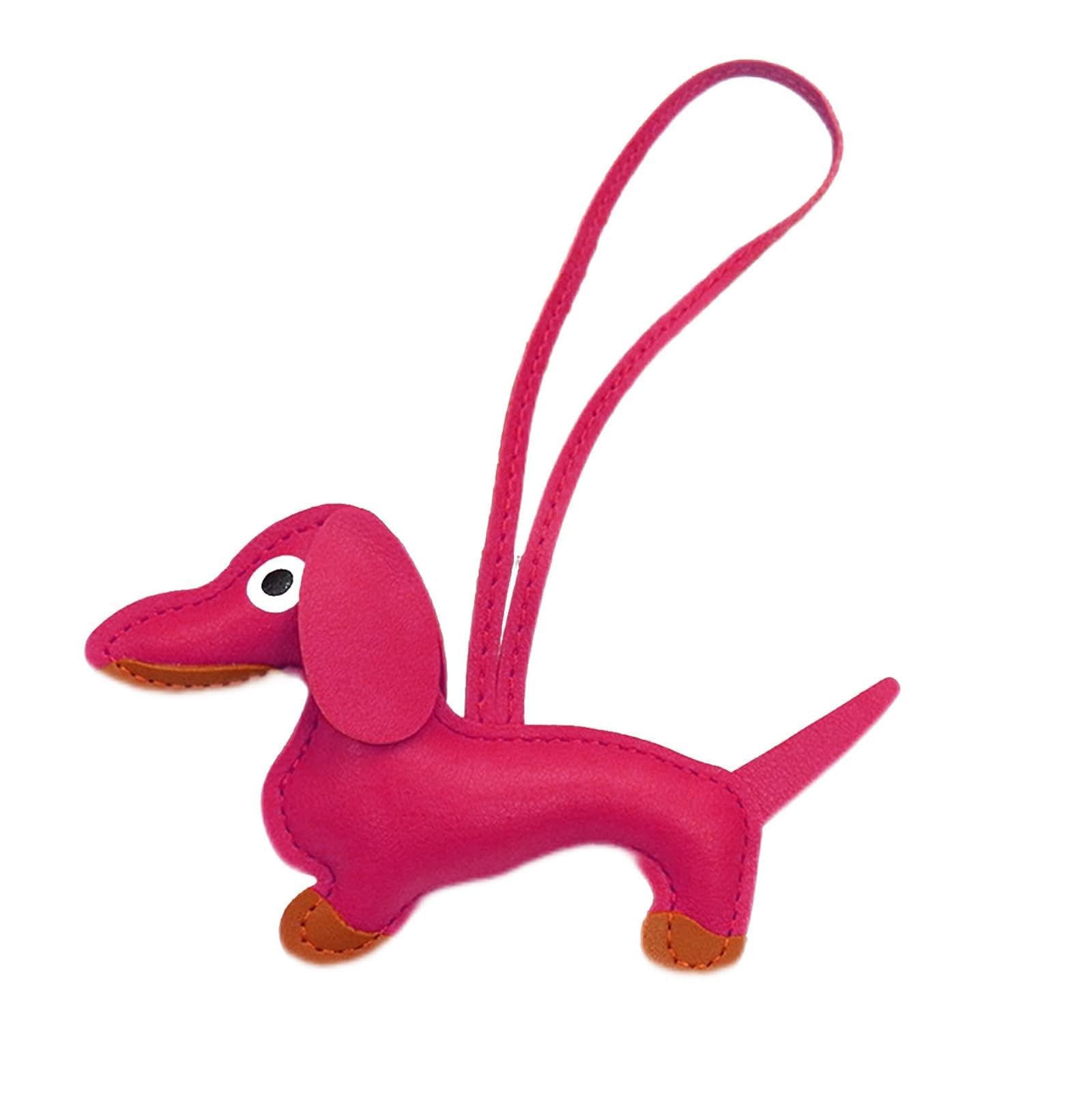 Small Dachshund Dog Keychain PU Leather Animals Keyring Hanging Ornament Backpack Handbag Charm Gifts For Men Women Dachshund Keyrings For Women Girls Men Boys