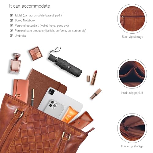 Image of Leather Purse For Women - Real Leather Tote For Women - Ladies Shoulder Handbag For Work, Travel, Casual Use