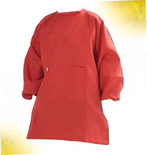 Miniatura 3 de Long Sleeve Painting Smock Apron Coat Cover with Adjustable Closure Red Protective Clothes for Watercolor Stain Prevention and Easy Cleaning