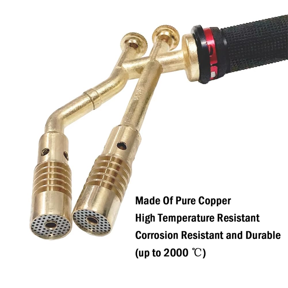 Chalumeau de Soudage GPL à Double Tête Torche à Gaz pour Climatiseur Torche de Soudage pour Tubes en Cuivre