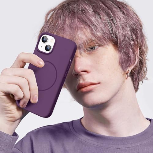 Image of DIZORO Magnetic for iPhone 14 Case, Compatible with MagSafe, Integrated Silicone Camera Control Cover, Thicken Shockproof Drop Protection Phone Case for 14, Grape Purple
