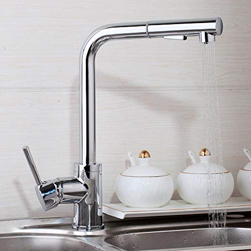 Robinet extractible cuisine pour grand évier mitigeur laiton eau chaude froide