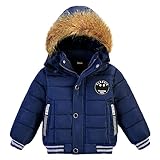 AMIYAN Toddler Boys Down Jacket Fur Collar Hood Thick Warm Winter Snowsuit Coat Parka