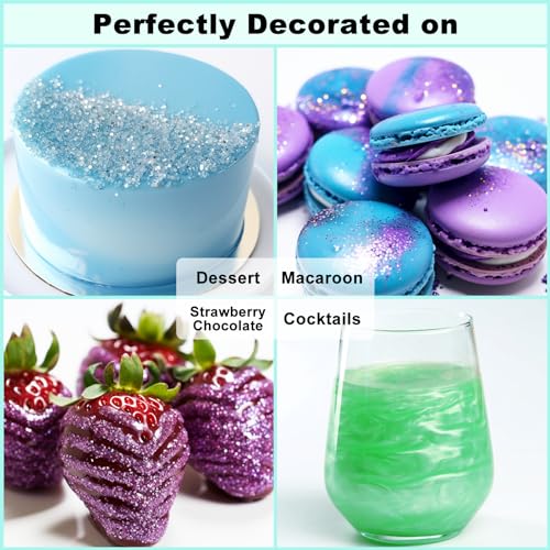 Edible Glitter Spray Set - 3 Color 100% Edible Glitter for Cakes, Cupcakes, Cake Pops, Drinks, Chocolate, Strawberries, Cookies, Food Grade Coloring Glitter, Blue, Purple, Green (5g/Bottle) - Thumbnail 5