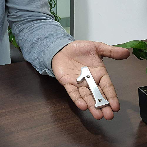 Motif Die Cast Pure Brass 4-Inch Satin Chrome Finish Modern House Numbers For Outside, Address Sign House Door (Number 1) #TOP1