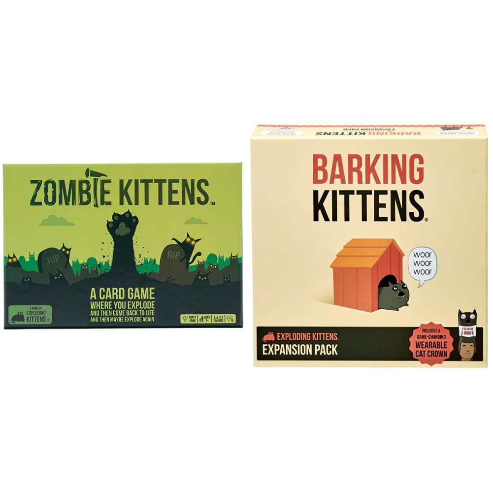 Exploding Kittens Zombie Kittens by Card Games for Adults Teens & Kids - Fun Family Games & Barking Kittens Expansion Pack by - Card Games for Adults Teens & Kids - Fun Family Games