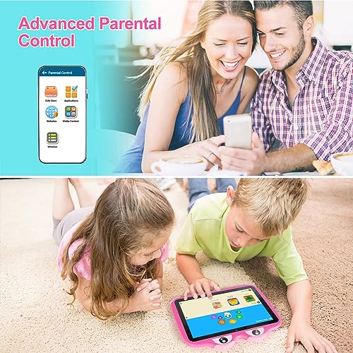 Image of Kids Tablet 10.1 Inches Android 11 64GB Tablets for Kids with Case, Google Play, YouTube, Dual Camera, WiFi, Bluetooth, Apps Pre-Installed, Education, Parent Control Tablet (Pink)