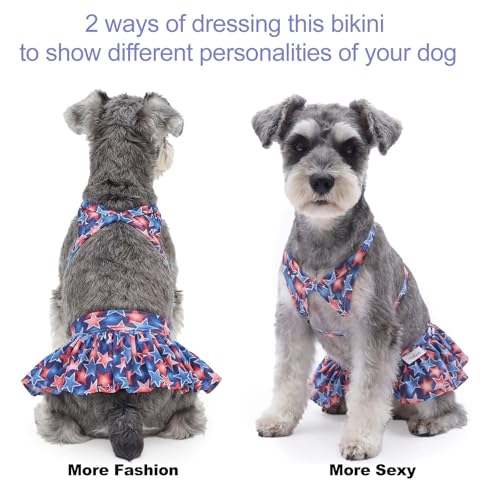 Image of CuteBone Dog Bikini Dress, Stylish Swimsuit Costume for Small Dogs, Comfortable & Adjustable Puppy Bathing Suit, Soft Outfit Pet Apparel for Beach, Pool and Summer Fun DB39M