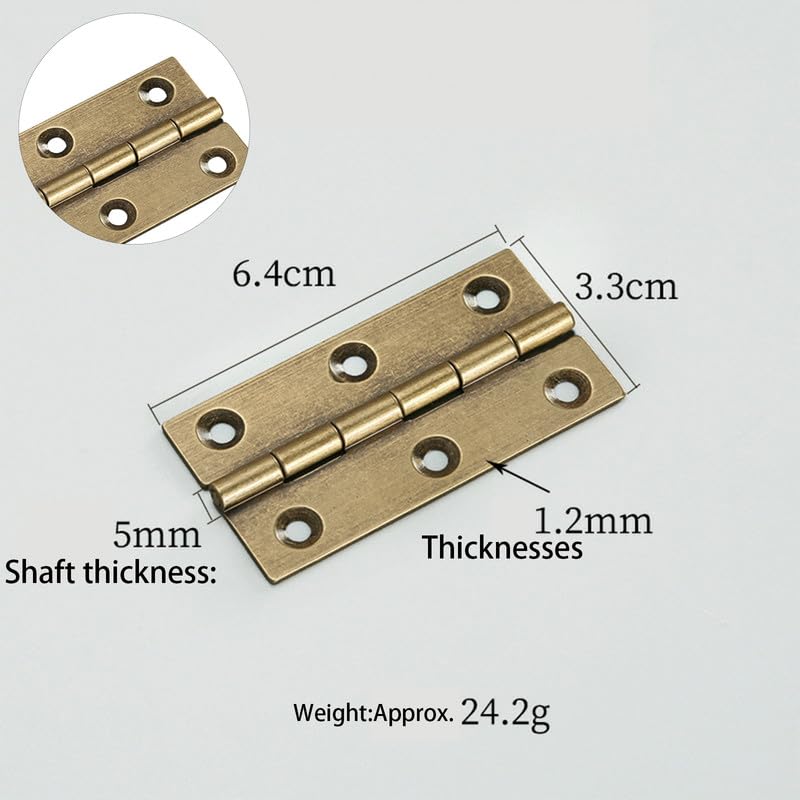 6Pcs Door Hinges,Heavy Duty Brass Folding Hinges for Gate,Window,Drawer 2.5inch Antique Brass - Image 2