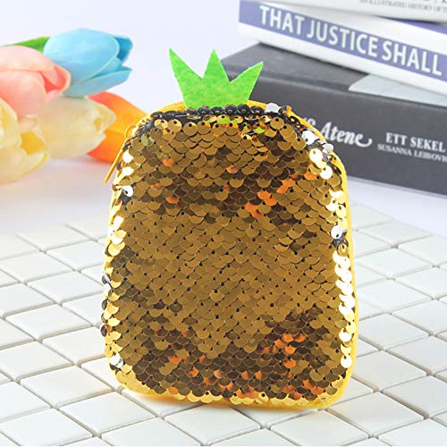 Geldbörse mit glitzernden Pailletten, Geldbörse, Geldbörse mit Reißverschluss, für Damen, Mädchen, 1 Stück 11x9cm Ananas