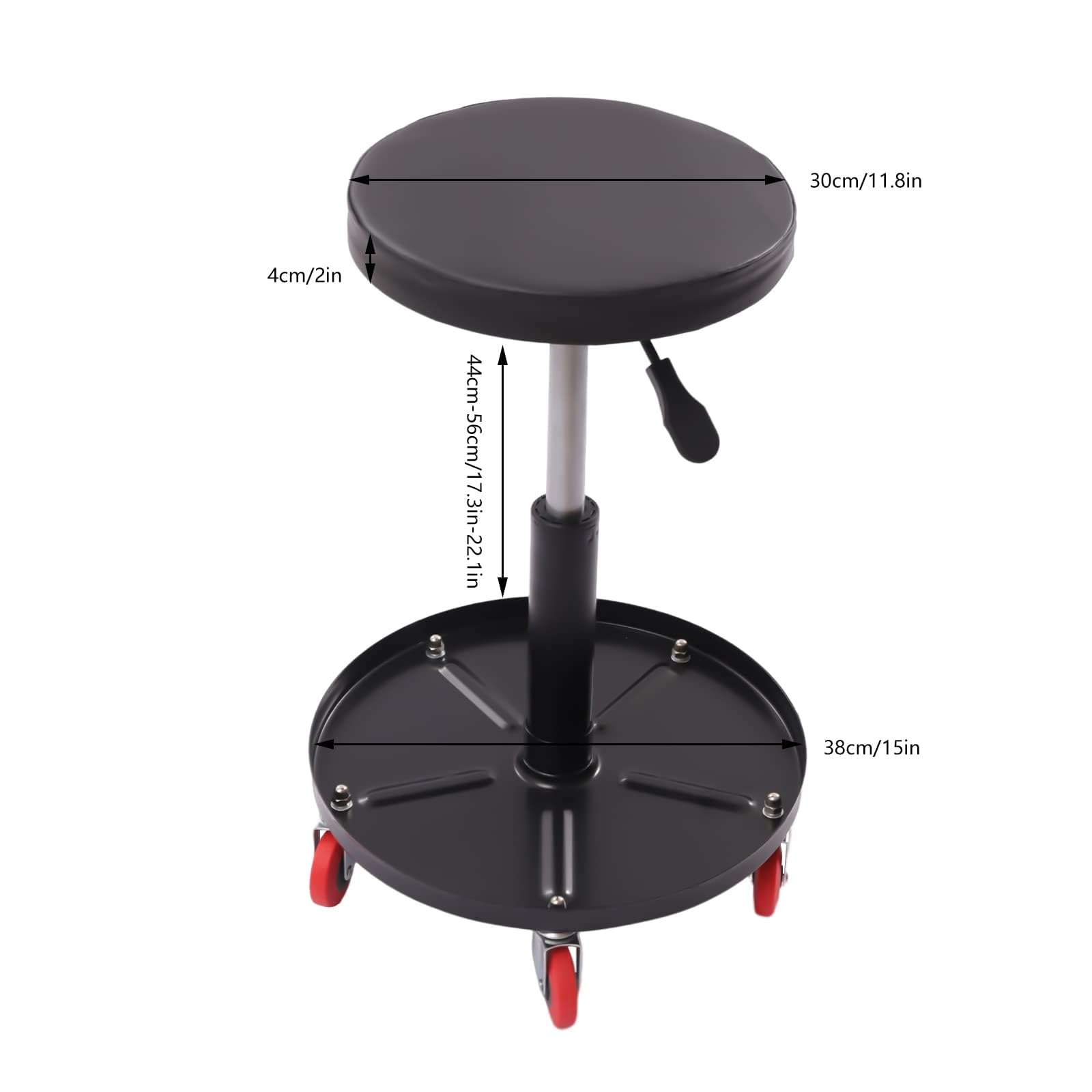Sgabello da officina, girevole regolabile, per officina, officina, altezza regolabile, con 5 ruote