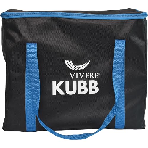 Image of Vivere Kubb Yard Game Set Tournament Quality, Viking Chess Outdoor Clash Toss Yard Game with Carrying Case - Premium Rubber Wood with Corner Stakes