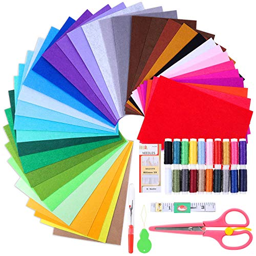 Felt Sheets 12 x 8 Inches, 40 Colors Craft Felt Fabric Sheet Felt