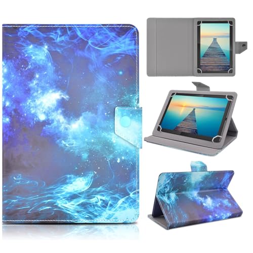 DETUOSI Universal 10.1 inch Tablet Case, 10 inch Tablet Cover, Travel Portable Protective Folio Leather Stand Shell Case【with 4 Fixed Rings】 for All Kinds of 9.6-10.5 inch Android/iOS/Windows Tablet