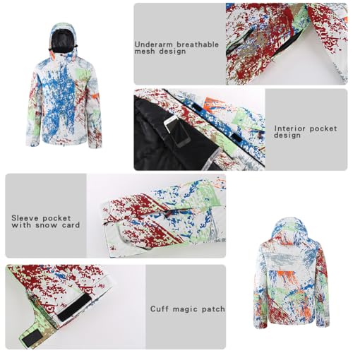 HOTIAN Conjunto de chaqueta y pantalones de esquí para hombre, traje de snowboard impermeable para exteriores, chaquetas de nieve de invierno resistentes al viento, traje de nieve de montaña, XL - imagen 7