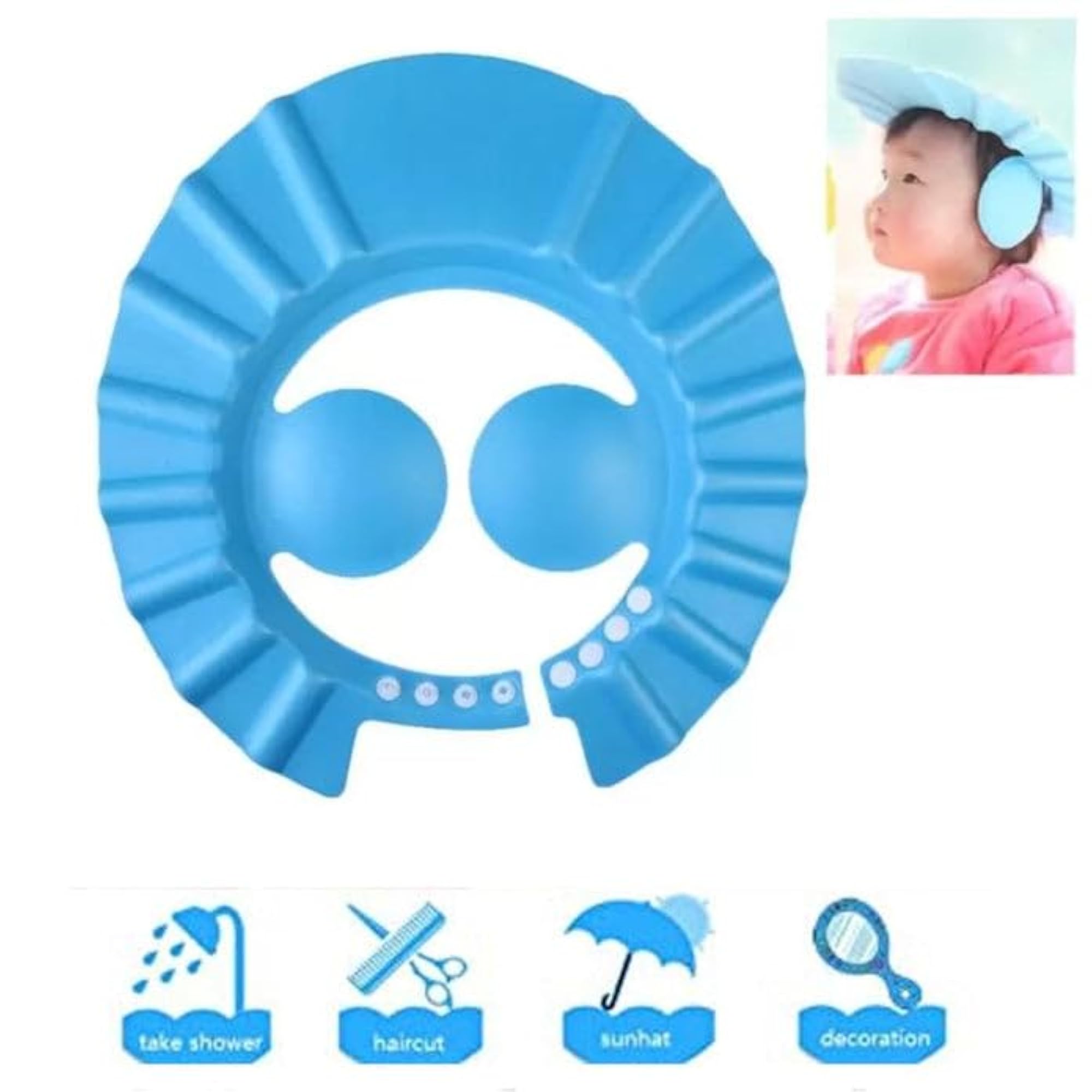Tear-Free Baby Bath Cap, Waterproof Eye & Ear Protection