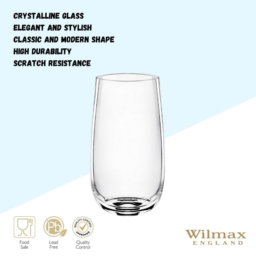 Wilmax Set composto da una brocca in vetro da 1 l e 6 bicchieri da 540 ml - Set per bevande - Brocca per succhi, acqua, tè freddo, latte - Caraffa - Lavabile in lavastoviglie