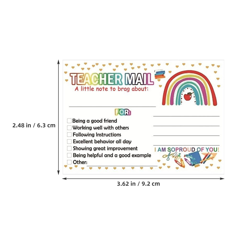 Tofficu 50Pcs Mail Teacher and Parent Reward Cards, Classroom Behavior Motivational Notes for Kids Multi-Color Coated Paper - Image 2