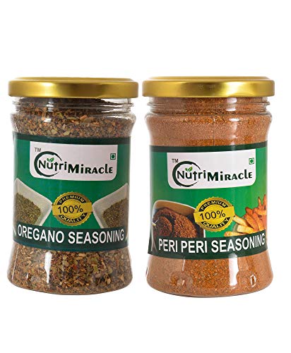 Image of NUTRI MIRACLE Oregano Seasoning And Peri Peri Seasoning Combo-125Gm Each /Mixed Spices And Seasonings /Italian Seasoning Powder For Pizza Pasta