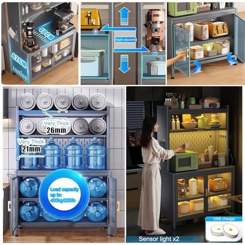 Étagère de cuisine à 5 niveaux et support micro-ondes moderne - 7