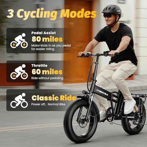 Image of 1000W Folding Electric Bike, 48V 20.8AH Large Removable Battery E-Bike, 30+MPH, 80 Miles Max Range, 20 inch Fat Tire Electric Bike for Adults, Adult Electric Bicycles for Commute