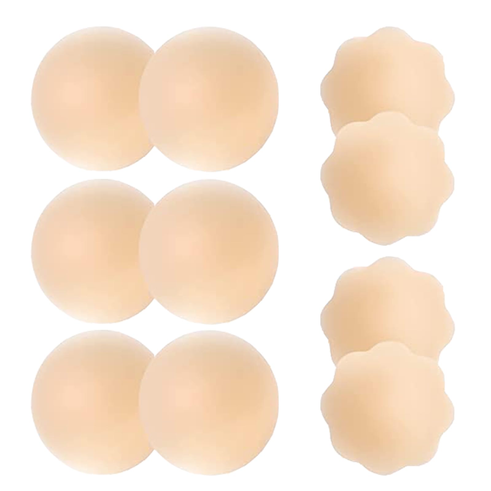 Tatibana5 Pairs Pasties Women Nipple Covers Reusable Adhesive Silicone Nippleless Covers (3 Round+2 Flower) Beige