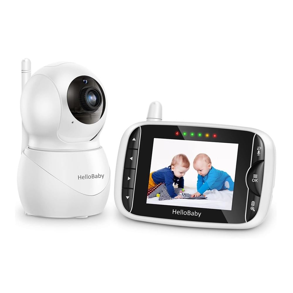 Babá Eletrônica Hb66Pro Monitor Bebê Tela Ips 3.2 pol. Branco, Zoom 2x, Visão Noturna,